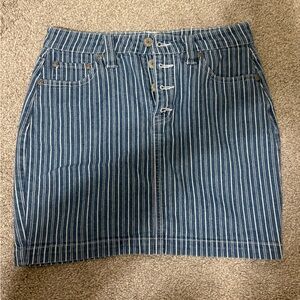 Dickies Blue and White Striped Denim Skirt